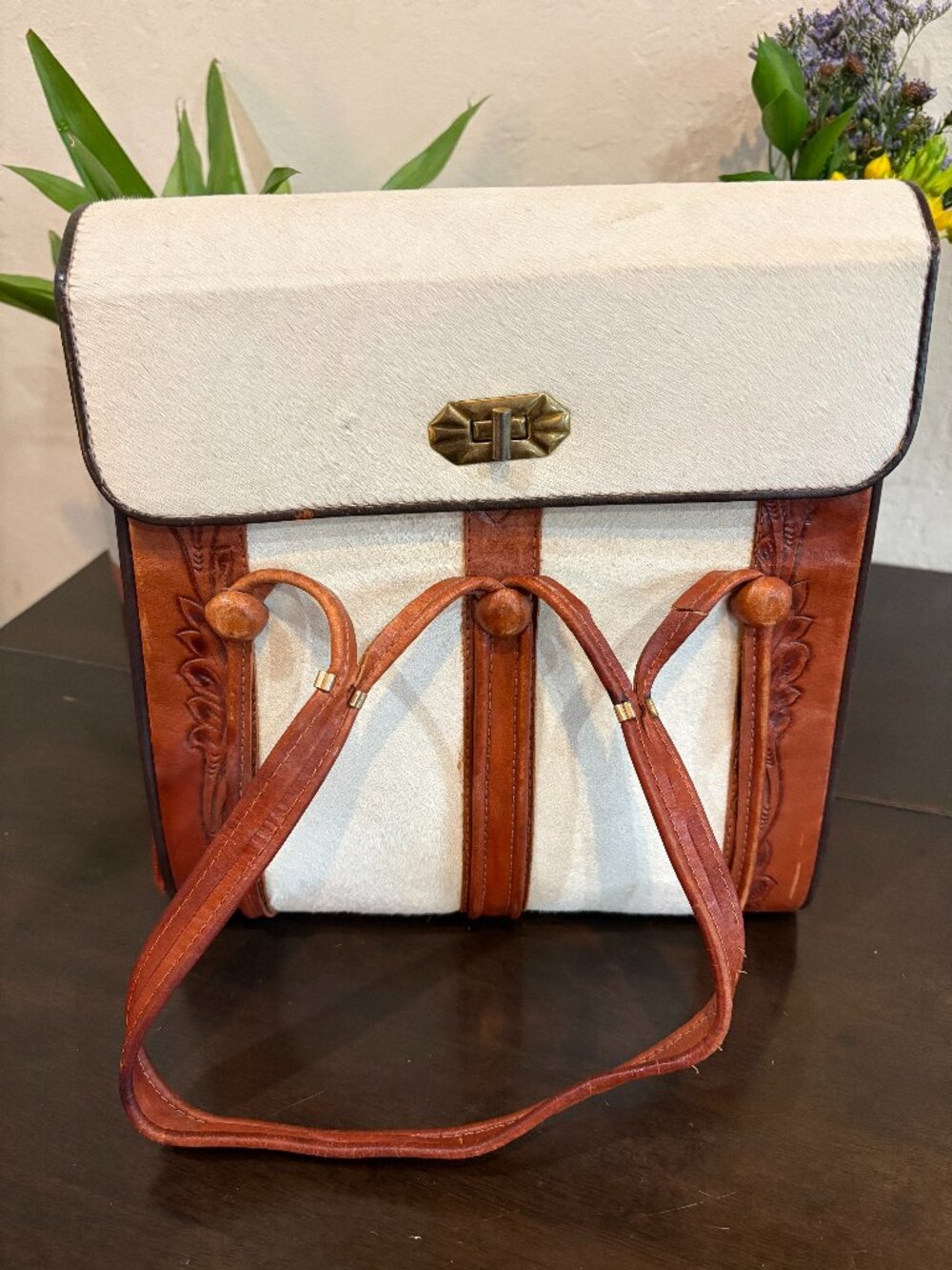 1970’s Vintage Cowhide Leather Handbag Purse